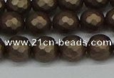 CSB1923 15.5 inches 10mm faceted round matte shell pearl beads