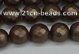 CSB1924 15.5 inches 12mm faceted round matte shell pearl beads