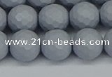 CSB1934 15.5 inches 12mm faceted round matte shell pearl beads