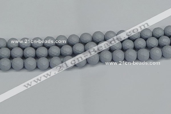 CSB1934 15.5 inches 12mm faceted round matte shell pearl beads