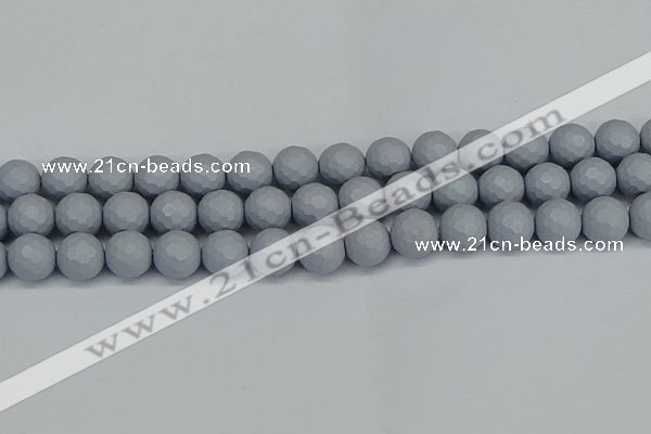 CSB1935 15.5 inches 14mm faceted round matte shell pearl beads