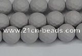 CSB1942 15.5 inches 8mm faceted round matte shell pearl beads