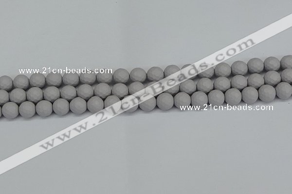 CSB1942 15.5 inches 8mm faceted round matte shell pearl beads
