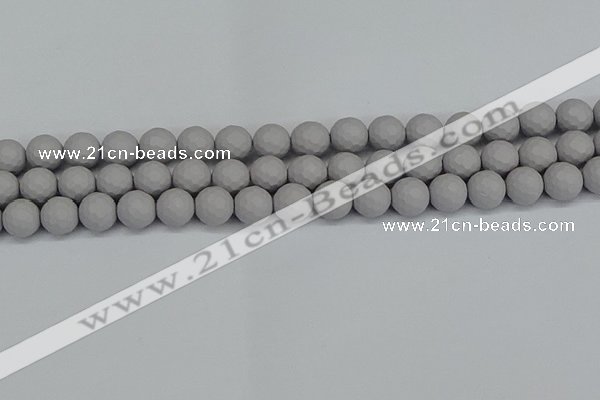 CSB1943 15.5 inches 10mm faceted round matte shell pearl beads