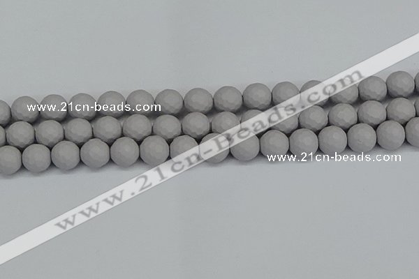 CSB1944 15.5 inches 12mm faceted round matte shell pearl beads