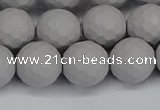 CSB1945 15.5 inches 14mm faceted round matte shell pearl beads