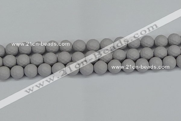 CSB1945 15.5 inches 14mm faceted round matte shell pearl beads