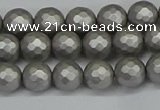 CSB1951 15.5 inches 6mm faceted round matte shell pearl beads