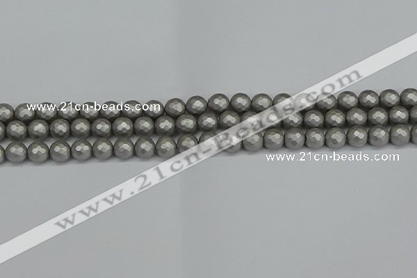 CSB1951 15.5 inches 6mm faceted round matte shell pearl beads