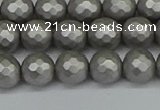 CSB1952 15.5 inches 8mm faceted round matte shell pearl beads