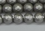 CSB1953 15.5 inches 10mm faceted round matte shell pearl beads