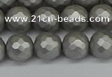 CSB1954 15.5 inches 12mm faceted round matte shell pearl beads