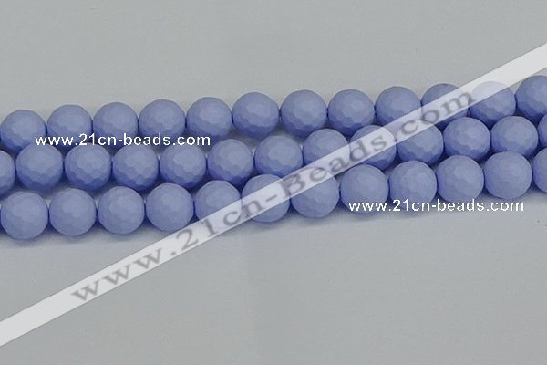 CSB1965 15.5 inches 14mm faceted round matte shell pearl beads