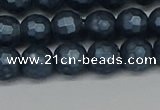 CSB1972 15.5 inches 8mm faceted round matte shell pearl beads