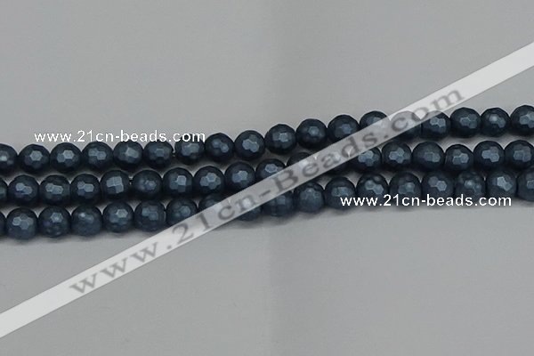 CSB1973 15.5 inches 10mm faceted round matte shell pearl beads