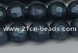 CSB1975 15.5 inches 14mm faceted round matte shell pearl beads