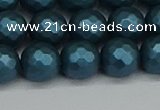 CSB1982 15.5 inches 8mm faceted round matte shell pearl beads