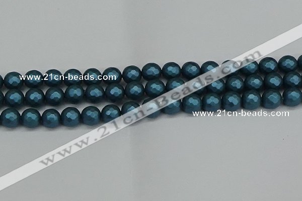 CSB1982 15.5 inches 8mm faceted round matte shell pearl beads