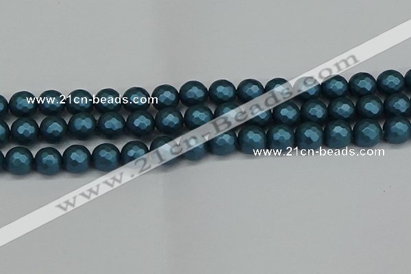 CSB1983 15.5 inches 10mm faceted round matte shell pearl beads