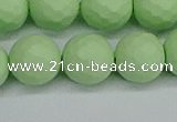 CSB1995 15.5 inches 14mm faceted round matte shell pearl beads