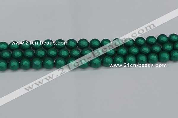 CSB2002 15.5 inches 8mm faceted round matte shell pearl beads