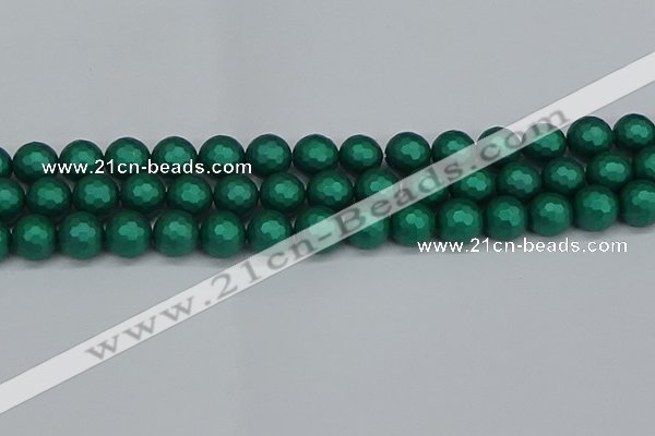 CSB2003 15.5 inches 10mm faceted round matte shell pearl beads