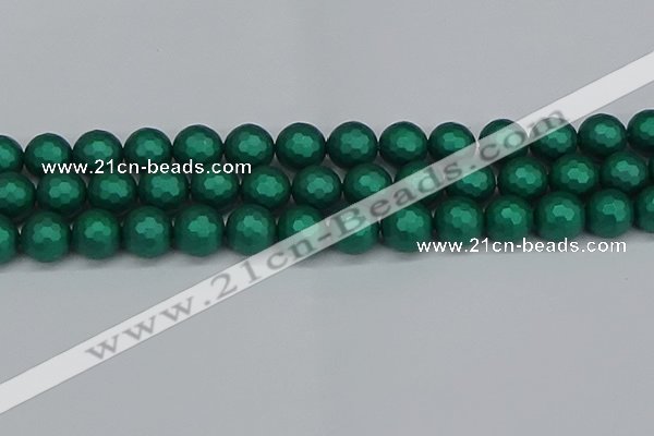 CSB2004 15.5 inches 12mm faceted round matte shell pearl beads