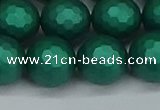 CSB2005 15.5 inches 14mm faceted round matte shell pearl beads