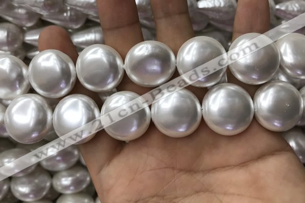 CSB2130 15.5 inches 20mm flat round shell pearl beads wholesale