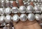 CSB2131 15.5 inches 25mm flat round shell pearl beads wholesale