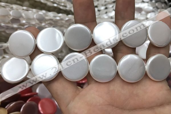 CSB2143 15.5 inches 25mm coin shell pearl beads wholesale