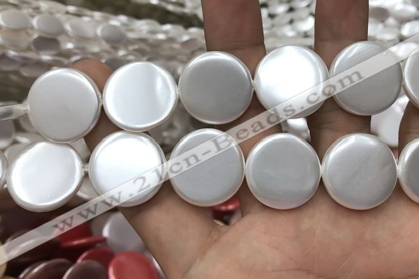 CSB2144 15.5 inches 30mm coin shell pearl beads wholesale