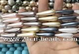 CSB2150 15.5 inches 8*30mm teardrop mixed shell pearl beads