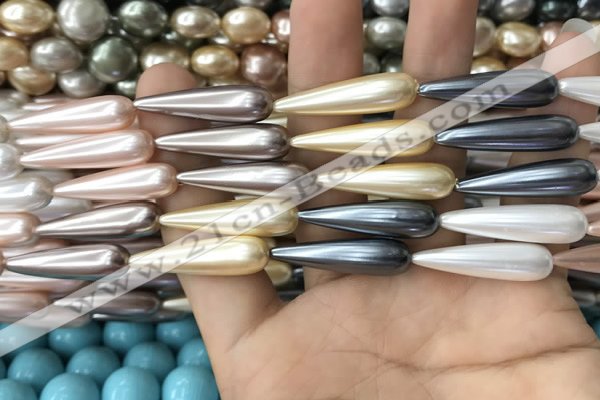 CSB2150 15.5 inches 8*30mm teardrop mixed shell pearl beads