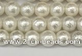 CSB2200 15.5 inches 4mm round wrinkled shell pearl beads wholesale