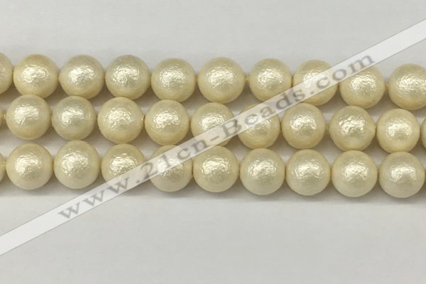 CSB2215 15.5 inches 14mm round wrinkled shell pearl beads wholesale