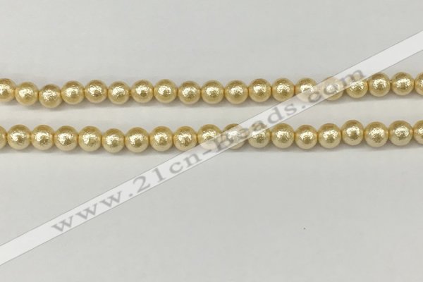 CSB2220 15.5 inches 4mm round wrinkled shell pearl beads wholesale