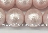 CSB2235 15.5 inches 14mm round wrinkled shell pearl beads wholesale