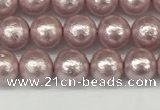 CSB2240 15.5 inches 4mm round wrinkled shell pearl beads wholesale