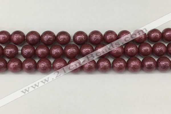 CSB2263 15.5 inches 10mm round wrinkled shell pearl beads wholesale