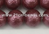 CSB2264 15.5 inches 12mm round wrinkled shell pearl beads wholesale