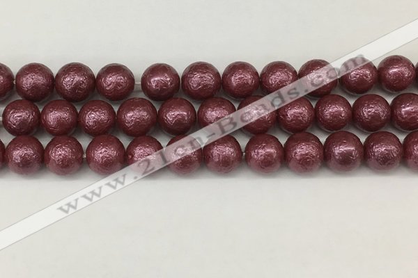 CSB2264 15.5 inches 12mm round wrinkled shell pearl beads wholesale