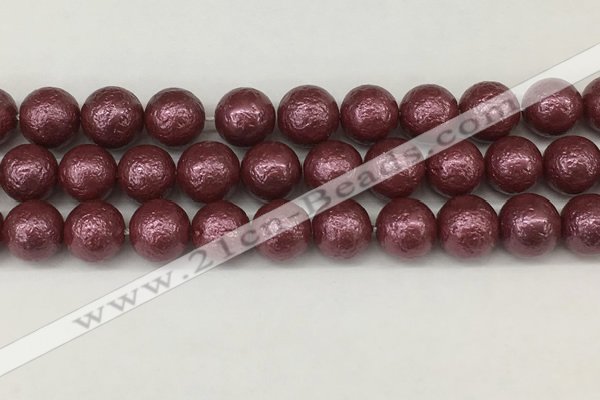 CSB2265 15.5 inches 14mm round wrinkled shell pearl beads wholesale