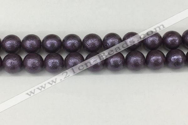 CSB2275 15.5 inches 14mm round wrinkled shell pearl beads wholesale