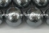 CSB2296 15.5 inches 16mm round wrinkled shell pearl beads wholesale