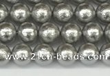 CSB2300 15.5 inches 4mm round wrinkled shell pearl beads wholesale