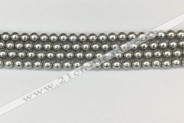 CSB2300 15.5 inches 4mm round wrinkled shell pearl beads wholesale