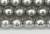 CSB2301 15.5 inches 6mm round wrinkled shell pearl beads wholesale