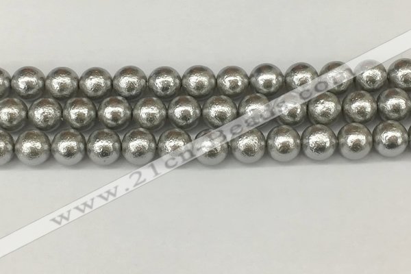 CSB2303 15.5 inches 10mm round wrinkled shell pearl beads wholesale