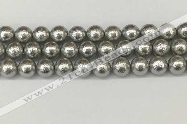 CSB2305 15.5 inches 14mm round wrinkled shell pearl beads wholesale